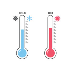 Cold and Hot Temperatures Thermometer Illustration