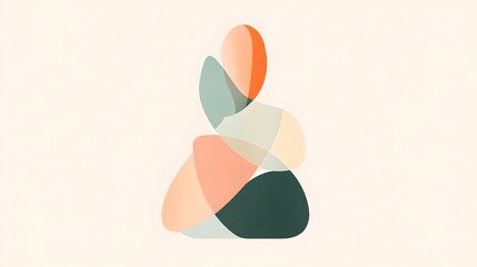 Abstract Stacked Shapes with Soft Colors and Minimalist Design