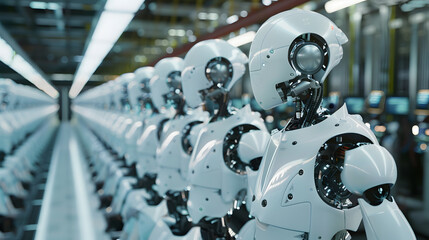 Fototapeta premium AI-driven robotic assembly line symbolizing automating, Futuristic Concept