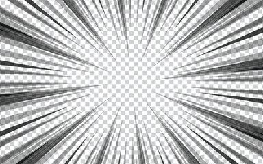 Radial speed lines on a transparent background. Anime comic speed line motion effect. Vector illustration.