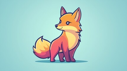 Obraz premium Cute cartoon fox, stylized illustration, digital art, background, for children's book, or social media