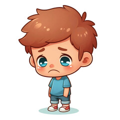 Obraz premium Sad Boy Cartoon Illustration