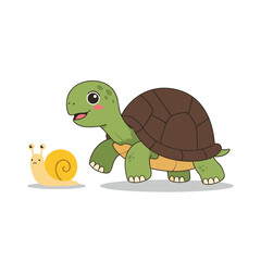 Obraz premium Adorable Cartoon Tortoise Walking, Green Shell, Brown Carapace, Cute Expression