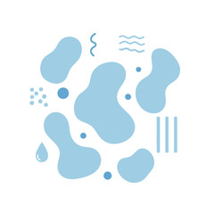Abstract light blue blobs and shapes isolated on white background