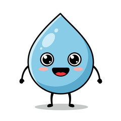 Obraz premium Happy Light Blue Water Drop Cartoon Character with Small Arms and Legs