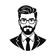Man icon, businessman avatar vector, office worker icon, hipster face design, graphic male portrait, businessman avatar, bearded man, office worker, hipster face, male portrait