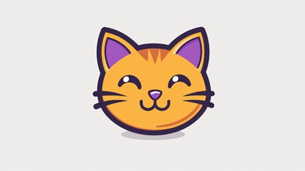 Cute orange cartoon cat face