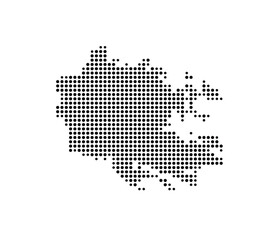 Symbol Map of the Island Benbecula (United Kingdom) showing the island with just a few black dots