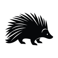 Silhouette of a porcupine side view