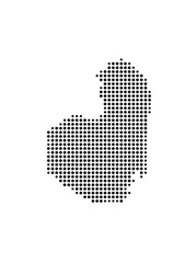 Symbol Map of the Island Eigg (United Kingdom) showing the island with just a few black dots