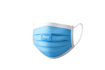 Fototapeta premium Blue disposable face mask with a 