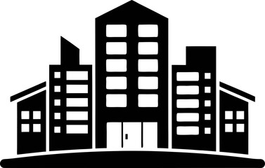 Obraz premium Residential Apartment Block Black Silhouette