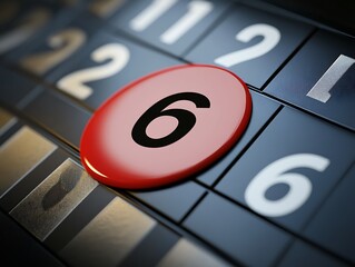 Red Number 6 on Display.