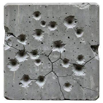 Concrete Block with Bullet Holes