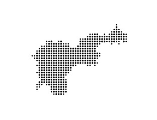 Symbol Map of the Island Tiree (United Kingdom) showing the island with just a few black dots