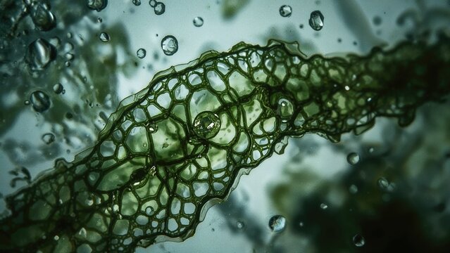 Zoomed-in picture revealing green algae structure