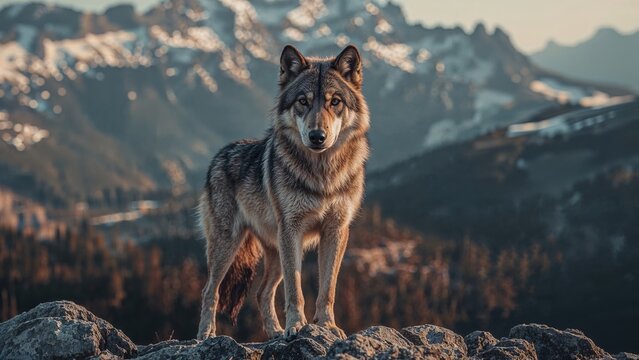 Photos displaying a wolf amidst natural surroundings