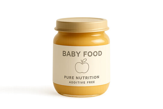 Additive free baby food jar with transparent background