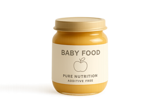Additive free baby food jar with transparent background