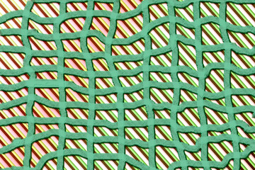 Green grid lattice on orange gray gradient for decoration