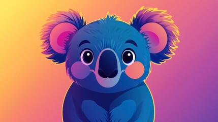 Fototapeta premium Cute cartoon koala portrait on gradient background. Possible use Children's book cover, greeting card