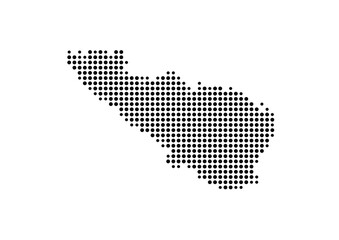 Symbol Map of the Island Tinos (Greece) showing the island with just a few black dots