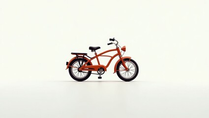 Naklejka premium Orange bicycle against a plain background.