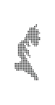 Symbol Map of the Island Unije (Croatia) showing the island with just a few black dots