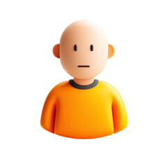 Fototapeta premium Minimalist Cartoon Baby Character with Neutral Expression in Bright Orange Shirt on Transparent Background