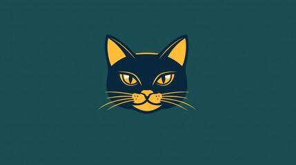 Obraz premium Cute black cat head graphic design, simple pet portrait