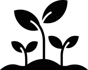 Sprouting Seeds Icon with Two Cotyledons Black and White