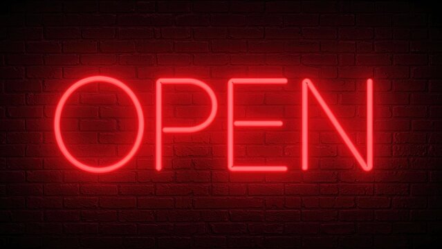 Radiant neon light 24 hours Open vector illustration