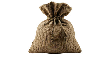 A hessian bag against a black background.