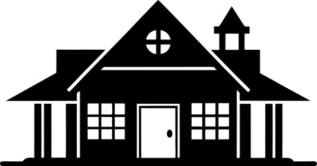 Traditional Cottage Building Icon Silhouette Vector