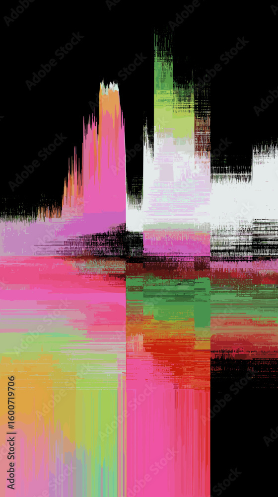 Poster colorful glitch vector background with abstract patterns and textures