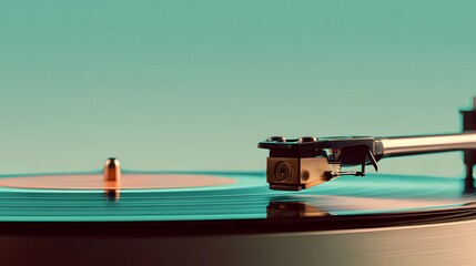 Vintage Turntable Playing Record with Retro Sound Vibes