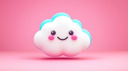 Naklejka premium Cute cloud character on pink background. Possible use children's book illustration, social media content