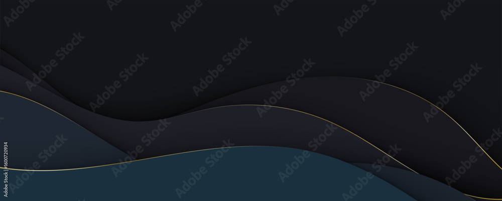 Poster black background with abstract wave design and modern vector pattern