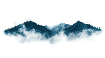 Misty mountain peaks serene landscape minimalist nature scene
