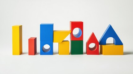 Colorful wooden blocks for childrens education and play