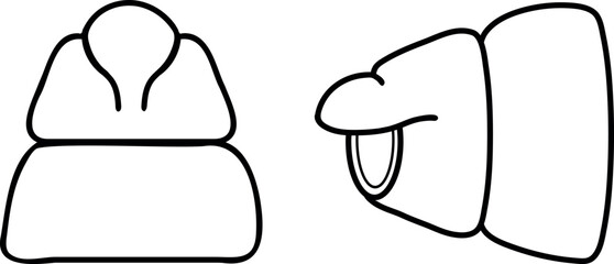 Coloring page with structure of head (with prostomium and peristomium) of earthworm for biology lessons