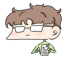 the boy holding white paper 