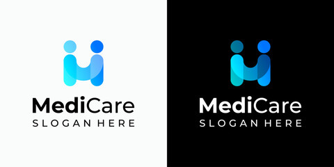 Vector logo design of two people shaking hands in modern, simple, clean and abstract style. Icon for business, health care, coaching and personal branding.