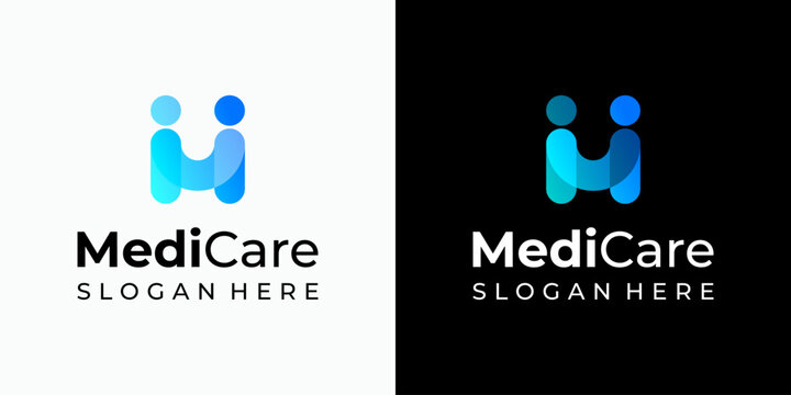 Vector logo design of two people shaking hands in modern, simple, clean and abstract style. Icon for business, health care, coaching and personal branding.