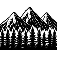 Graphic illustration of a mountain landscape