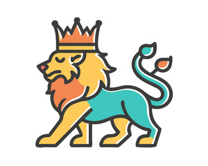 A regal lion wearing a crown stands proudly exuding power and authority in a