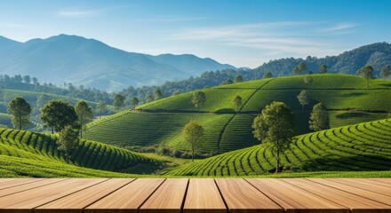 Fototapeta premium landscape with green hills and mountains