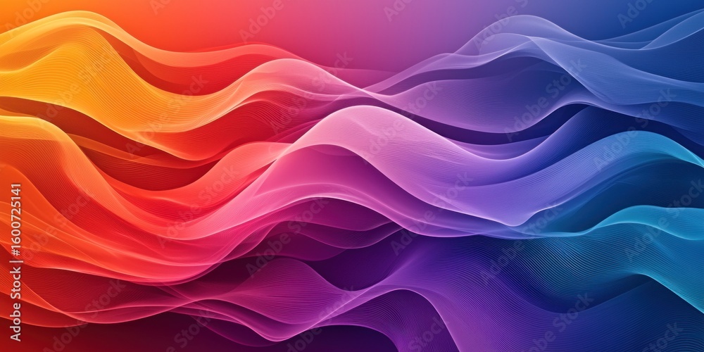Poster Abstract gradient background. Abstract blurred gradient background colours with dynamic effect. Soft motion blur. Colorful fluid shapes. Vivid gradient texture. Smooth abstract waves. Copy space.