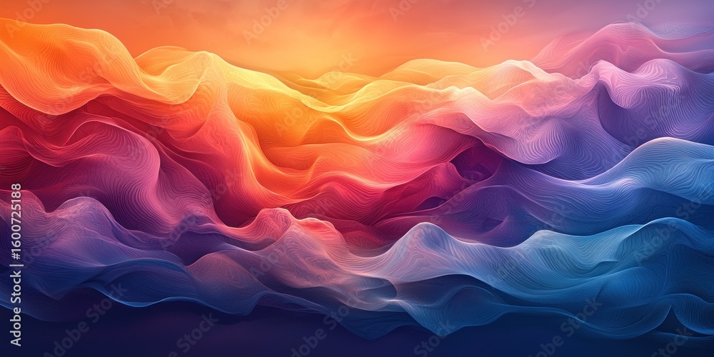 Poster Abstract gradient background. Abstract blurred gradient background colours with dynamic effect. Soft motion blur. Colorful fluid shapes. Vivid gradient texture. Smooth abstract waves. Copy space.