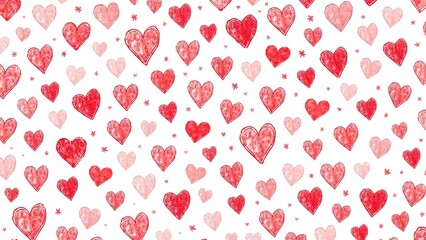 Heart motifs scattered across a pale surface